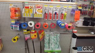 Lot of assorted safety tapes, pens and markers, marking flags, and adhesive tapes etc.