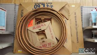 Lot of assorted copper tubing, including (2) 3/4 L 60 NEW, (1) 3/4 x 50' estimated, (1) 3/16 L 50