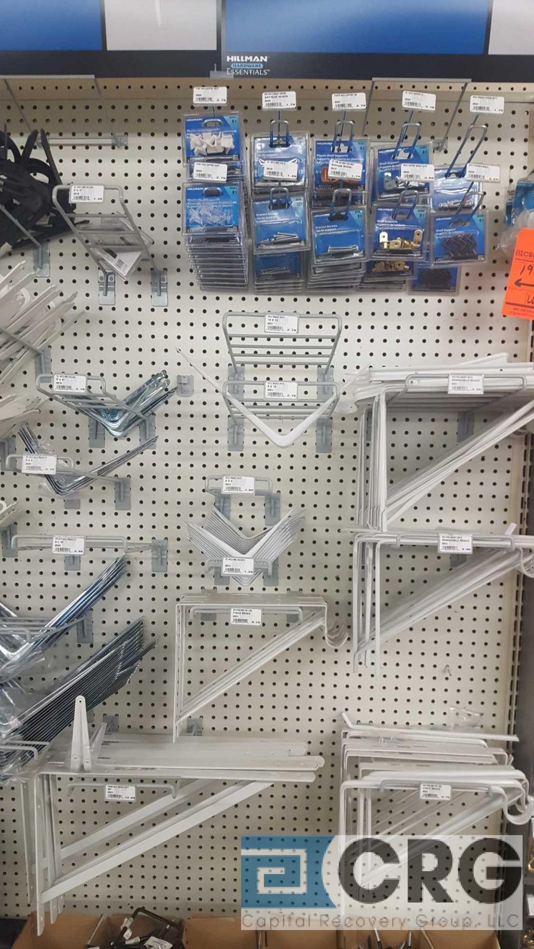 Lot of assorted hooks, door stops, hasps, peg board hooks, handles, shelf brackets etc. - Image 2 of 5