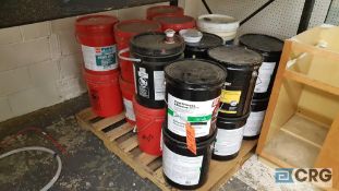 Lot of (20) assorted 5 gallon buckets of adhesives, waterproofing, etc.