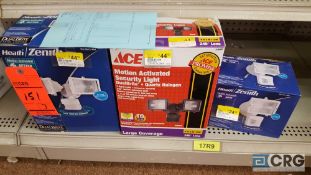 Lot of (3) assorted outdoor security lights, (2) assorted Heath Zenith, and (1) Ace, ALL NEW