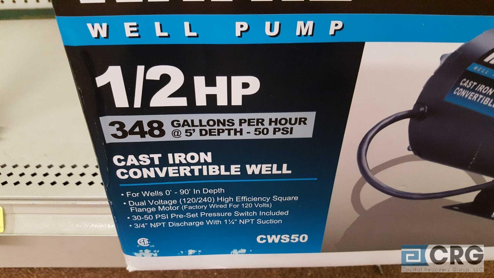 Wayne CWS50 1/2 HP well pump, 348GPH, NEW - Image 2 of 2