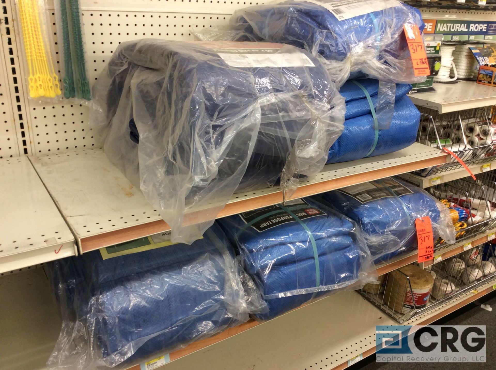 Lot of (6) asst tarps, including (5) 40 ft. x 60 ft. and (1) 30 ft. x 60 ft.