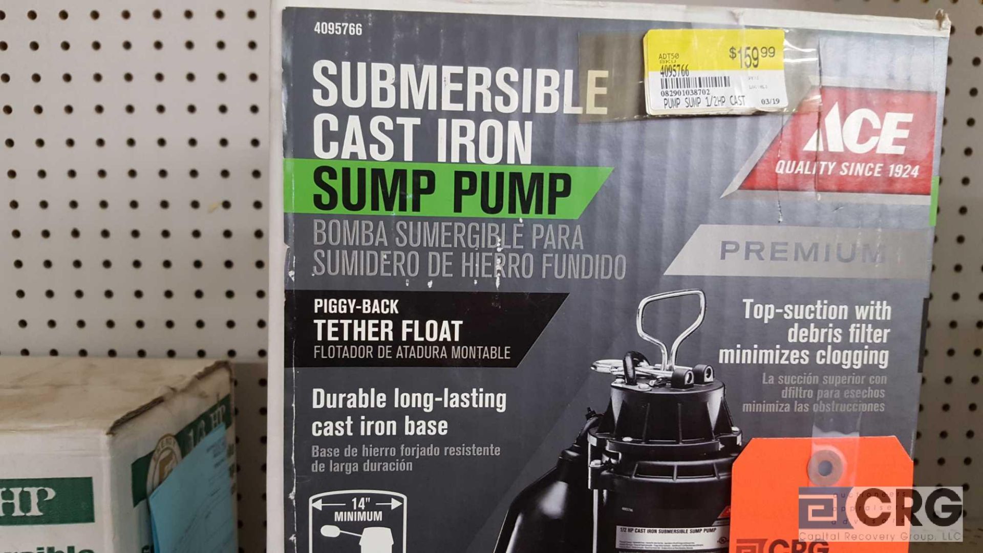 Ace 4095766 submersible cast iron sump pump, 1/2 HP, 4200 GPH, NEW - Image 2 of 2