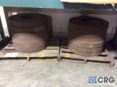 Lot of asst grinding wheels, including (12) 30” x 12” x 4”, and asst 12”-20” grinding whelels (