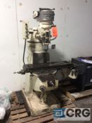 Bridgeport vertical milling machine, J-head, 80-2720 spindle speed max, 9” x 36” table with power