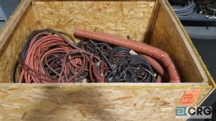 Lot of assorted air hose, hardware, and parts etc, contents of the wood Gaylord and (2) carts, carts