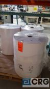 Lot of (6) new rolls of 13 in. paper stock. WHITE 54# SEMI GLOSS/AT20/40#CK .0026 AT20 .00247, 31,