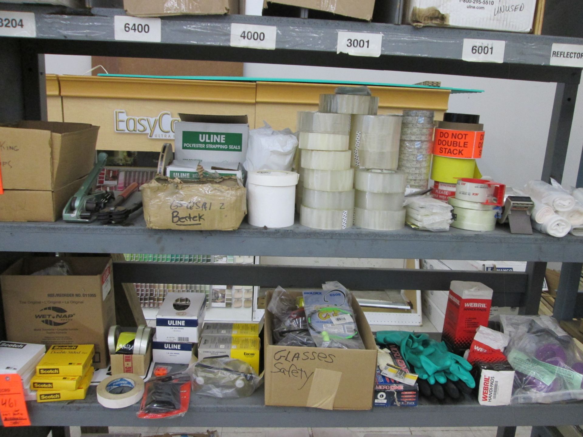 Lot of assorted packing supplies and accessories - contents of top (3) shelves, shelving - Image 2 of 4