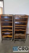 Lot of (2) assorted paper transport carts, with adjustable shelves