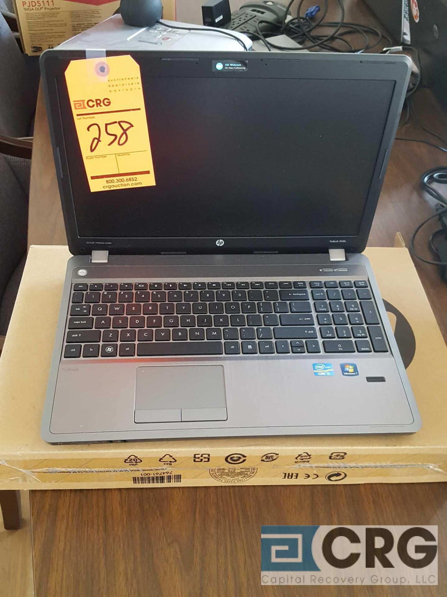 HP laptop computer, missing battery and power cord.