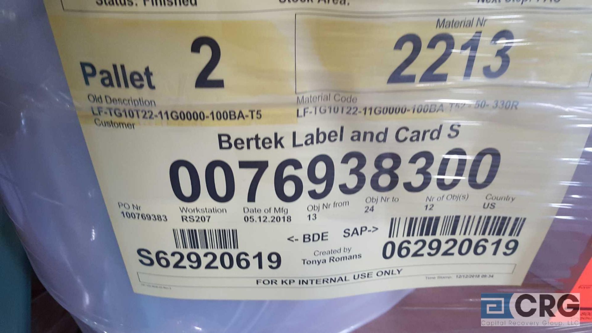 Lot of (12) new rolls of 13 in. paper stock, PETG LF-TG10T22-11G0000-100BA-T52-50, 114,000 plus, - Image 3 of 3