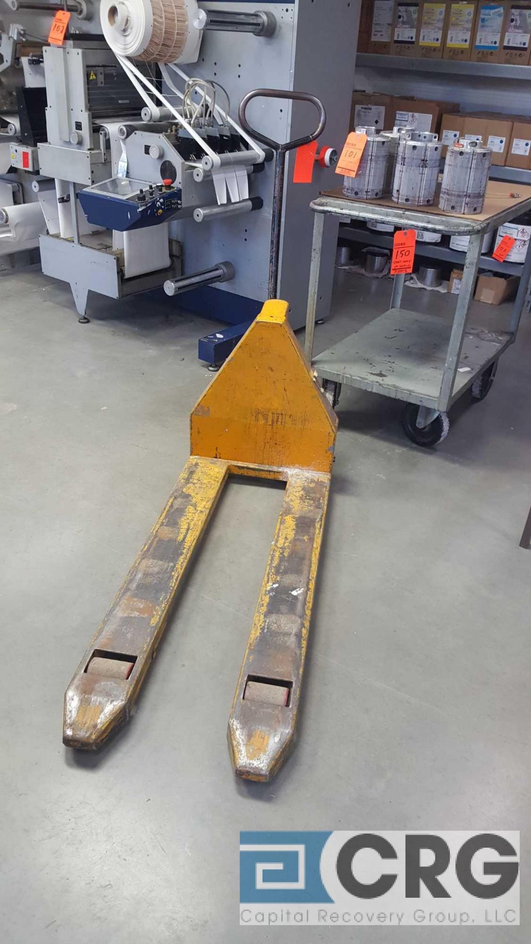 RolLift hydraulic pallet jack, 5500# capacity, with 21 in. x 48 in. forks.