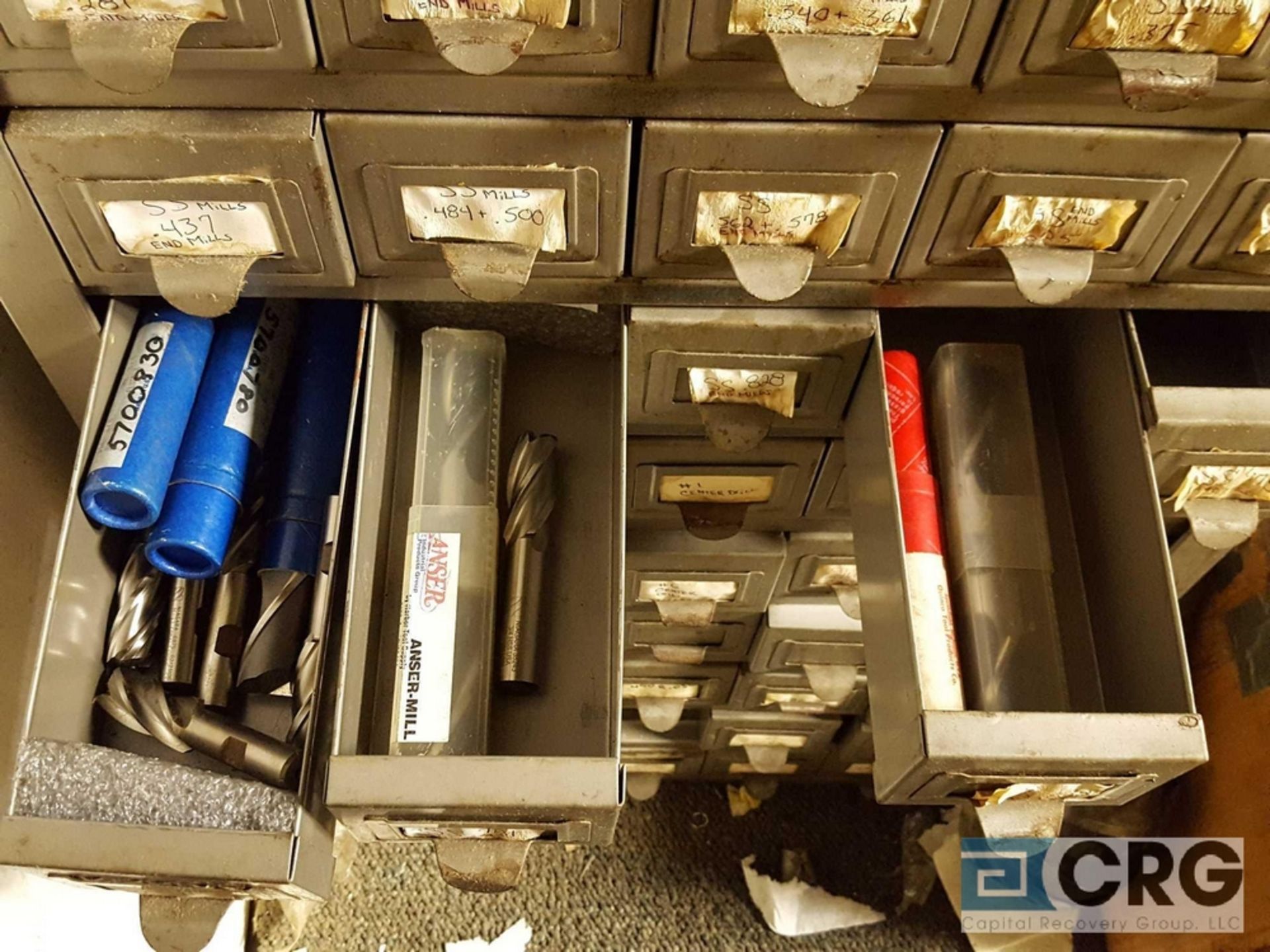 Lot includes (2) cabinets and contents of assorted end mills and cutting tools etc. - Image 10 of 28