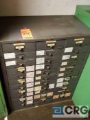 Lot includes cabinet and contents, assorted carbide inserts, cutting tools and accessories etc.