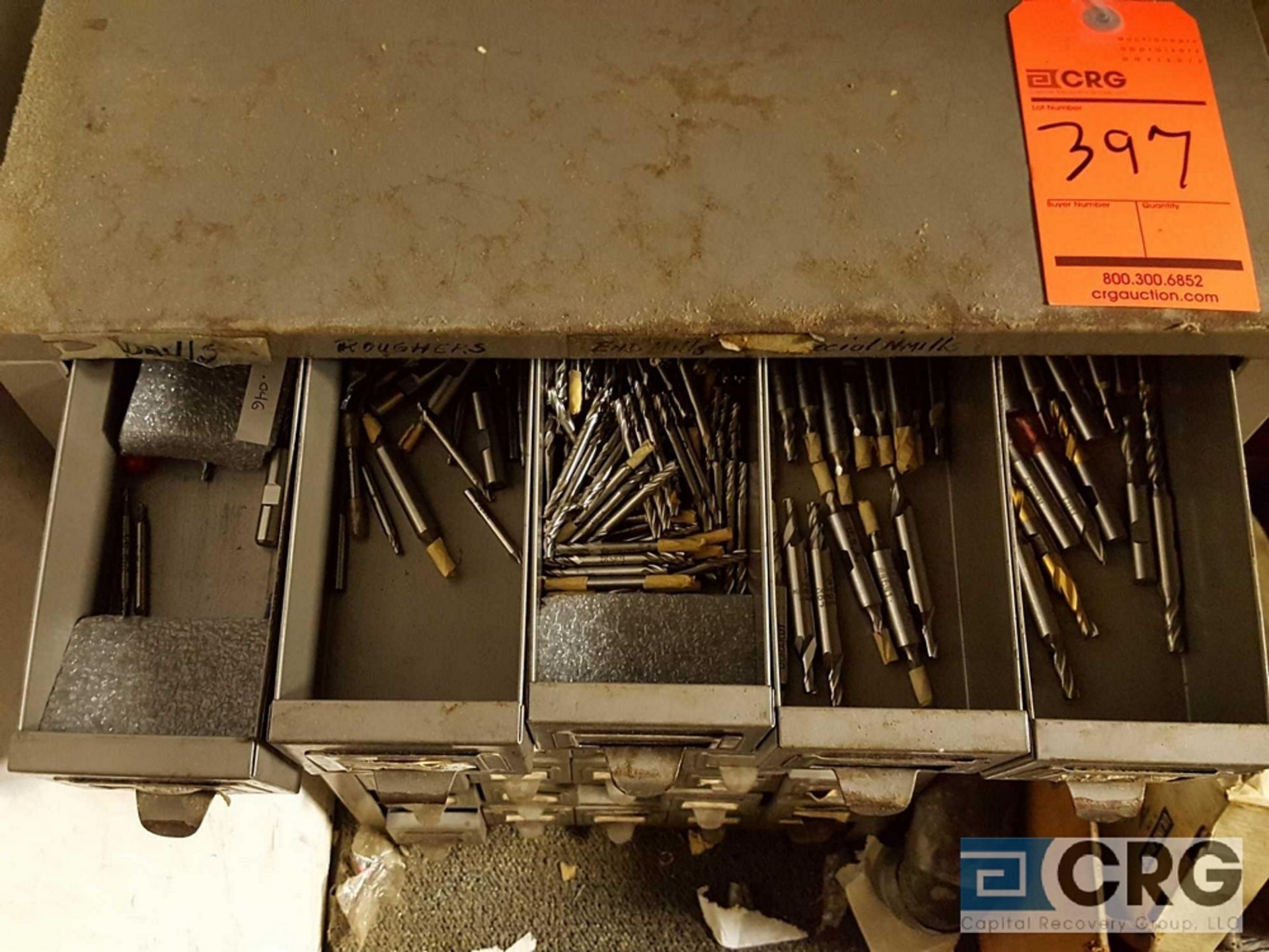 Lot includes (2) cabinets and contents of assorted end mills and cutting tools etc. - Image 4 of 28