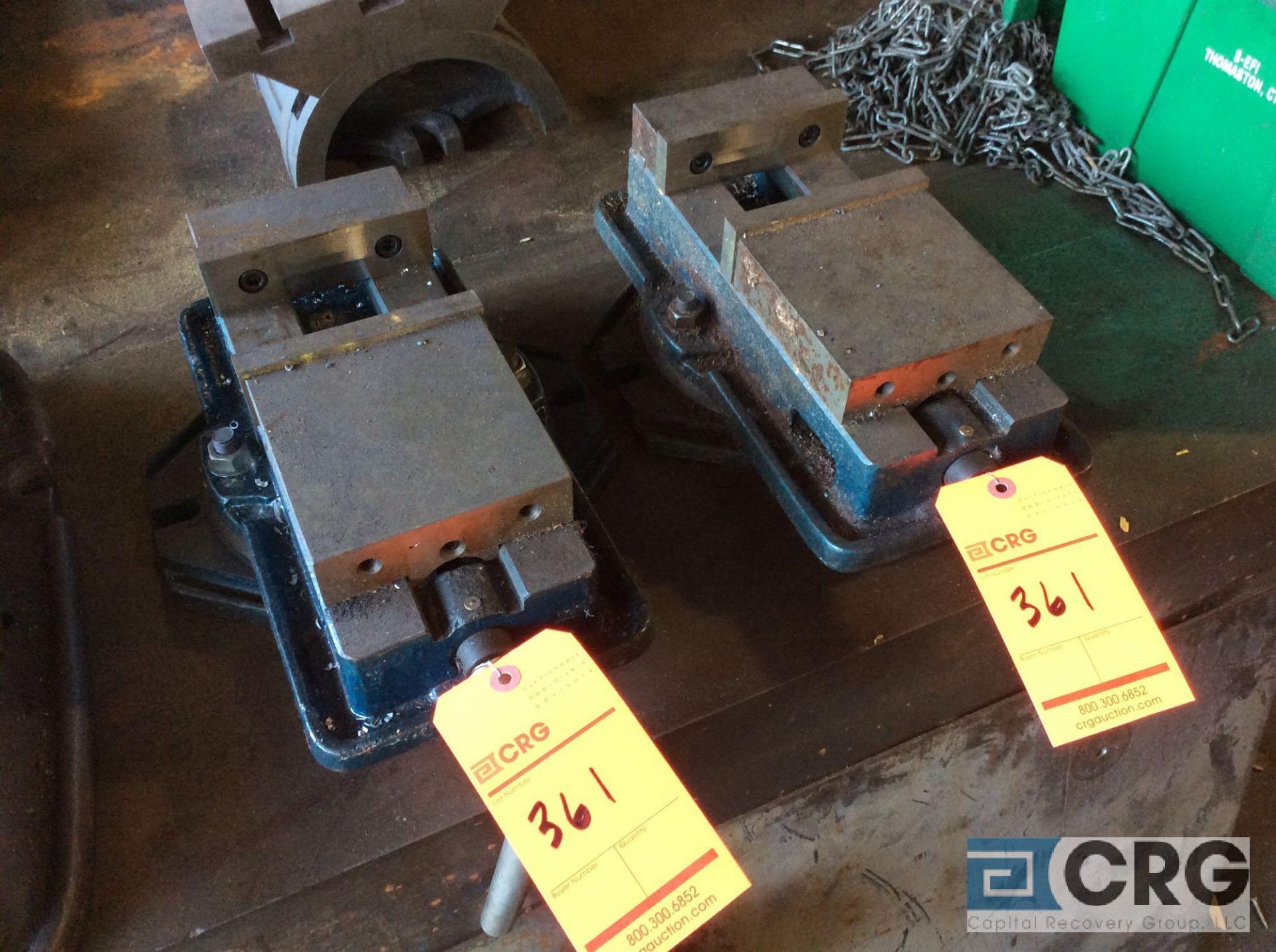 Lot of (2) 5” milling machine vises with swivel bases
