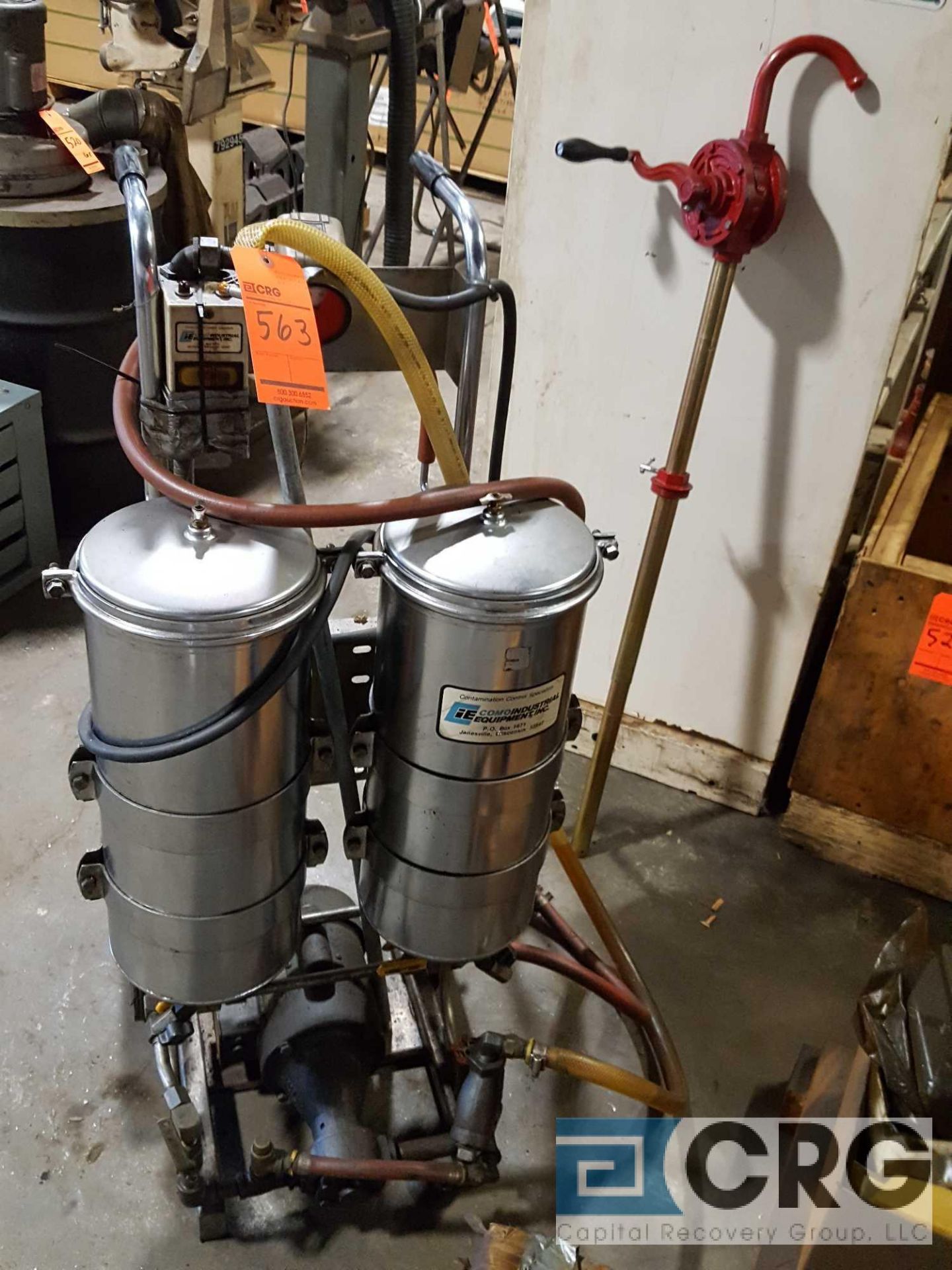 Como Industrial Equipment Co, model 120, serial 4045, filter system, with pump, dual SS tanks, and