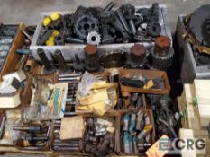 Lot of assorted cutting wheels, end mills, etc, contents of (1) pallet and crate.