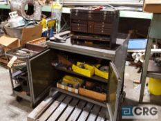 Lot of assorted tools, tooling, cart etc, two door cabinet is excluded, is part of lot 567