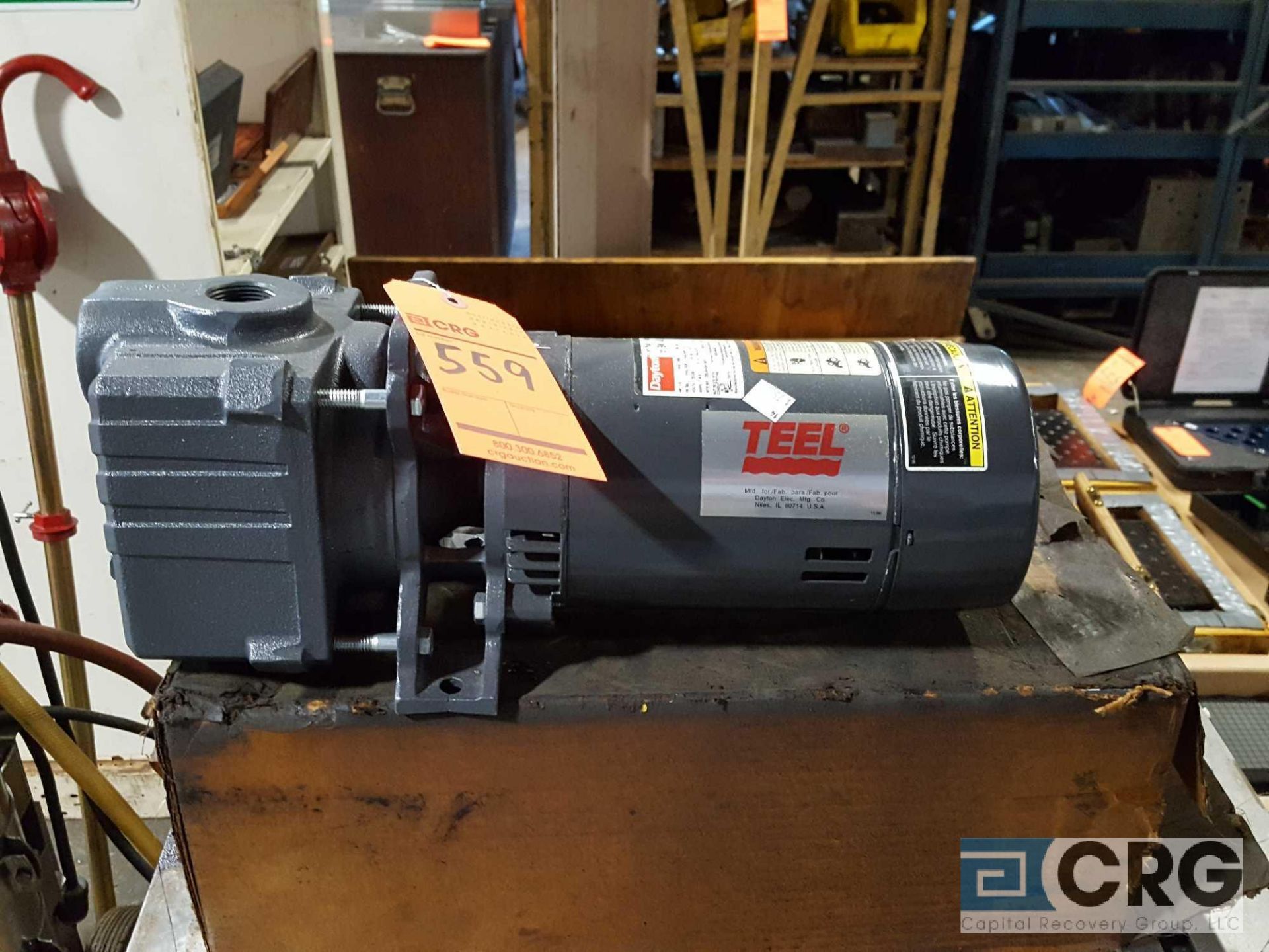 Teel centrifugal pump, model 2891-V5, new, never used, original box is in cabinet, with manuals