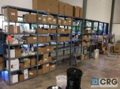 Lot of light duty adjustable metal shelving including (10) 7 foot high x 3 foot wide x 18 inch deep