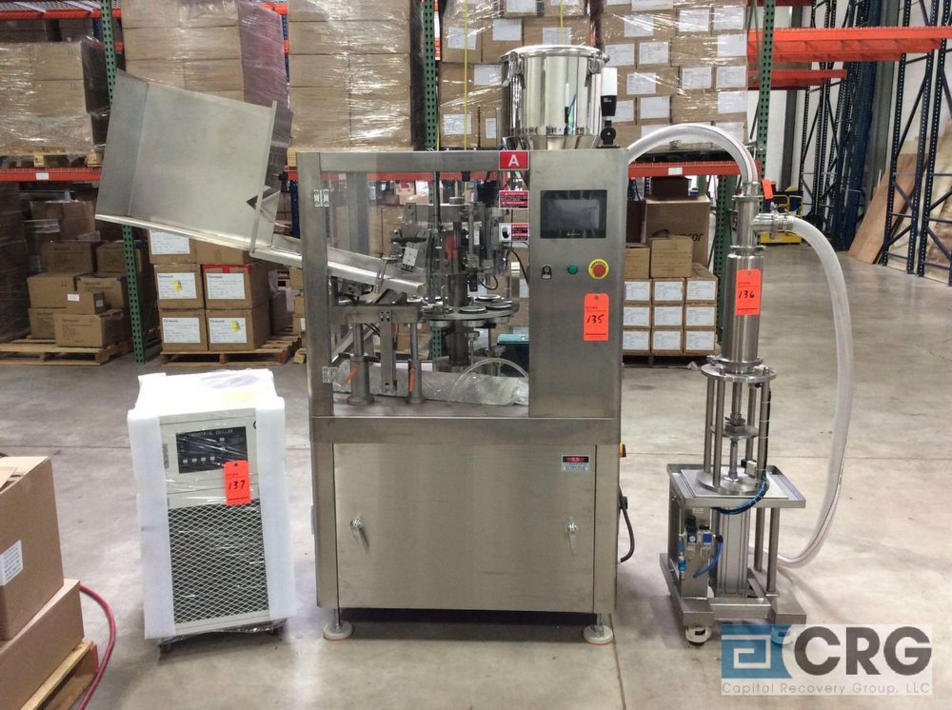 Rotary hi-speed Tube Filler w/ PLC controls, chiller & portable filling machine subject to piecemeal