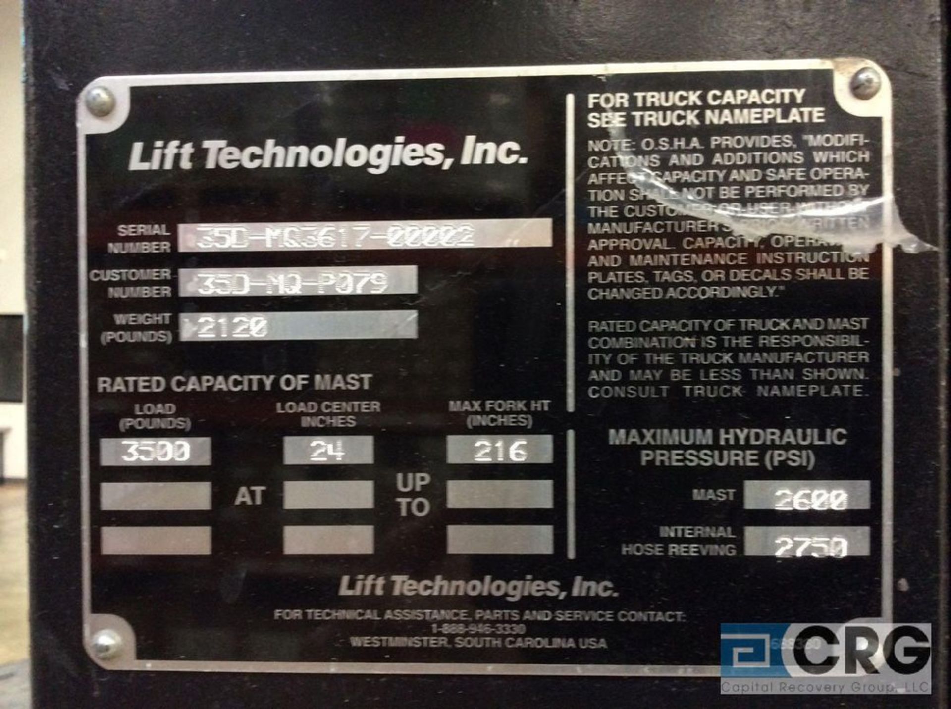 Flexi 1200 narrow aisle rotating turret forklift, side shift, ROPS, 3000 lb capacity, 216 inch lift, - Image 4 of 6