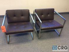 Lot of (2) chrome and leather arm chairs