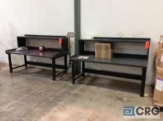 Lot of (2) 6 foot steel work tables with overshelves