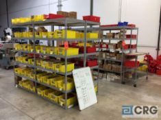 Lot of asst medium duty adjustable metal shelving with wire shelving including (7) 7 foot high x 4