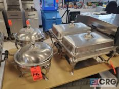 Lot of (4) asst stainless steel chafing dishes including (2) standard and (2) round