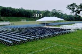 Top tech, 20 foot x 40 foot frame tent, complete with top, frame, and ropes, condition A.
