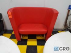 Red upholstered love seat