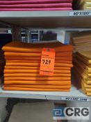 Lot of (86) ASSORTED COLORS Fortex 60 x 120 inch table cloths including red, ivory, gold, orange,