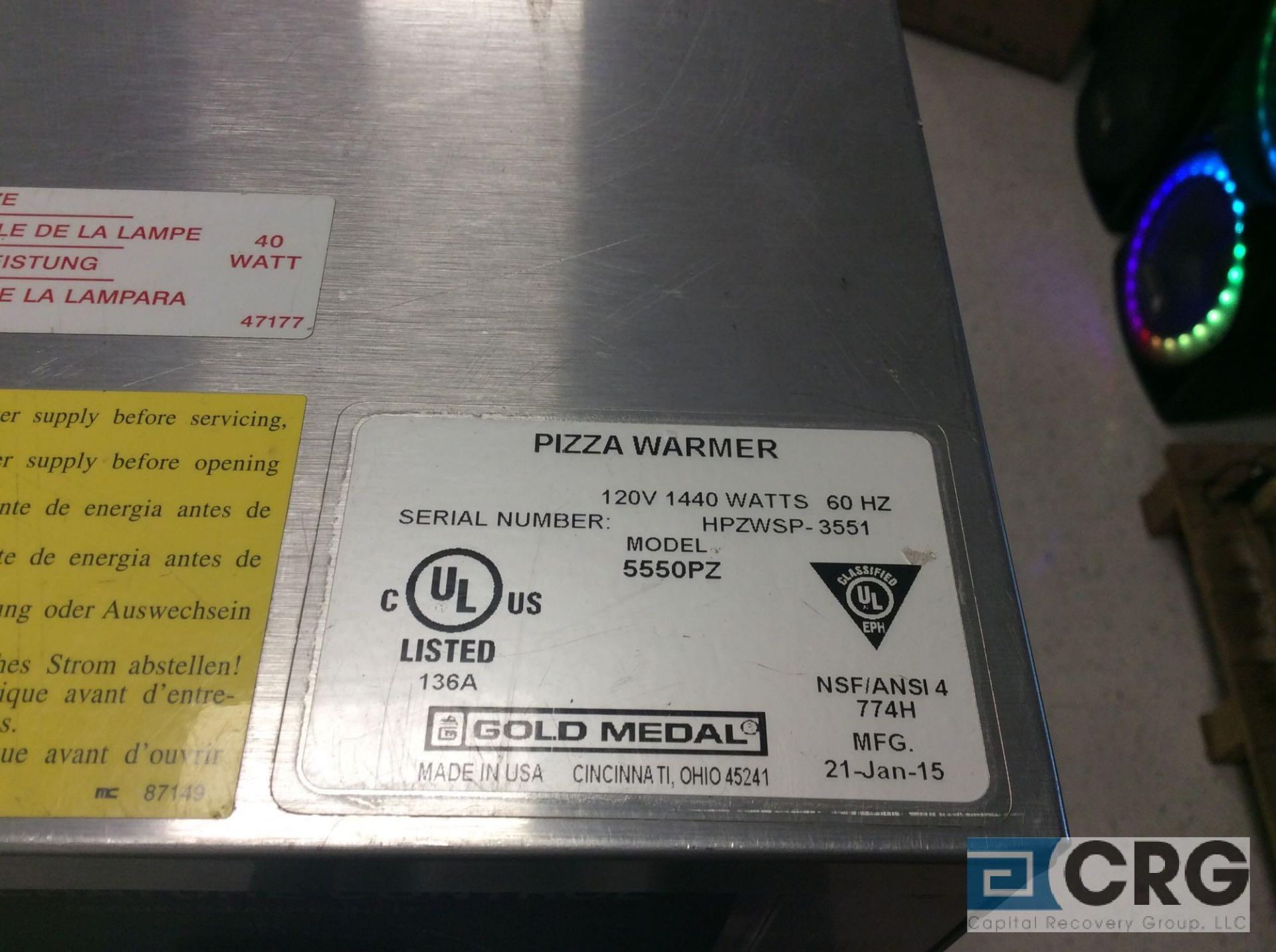 Gold Medal 5550PZ rotary pizza warmer - Image 2 of 2