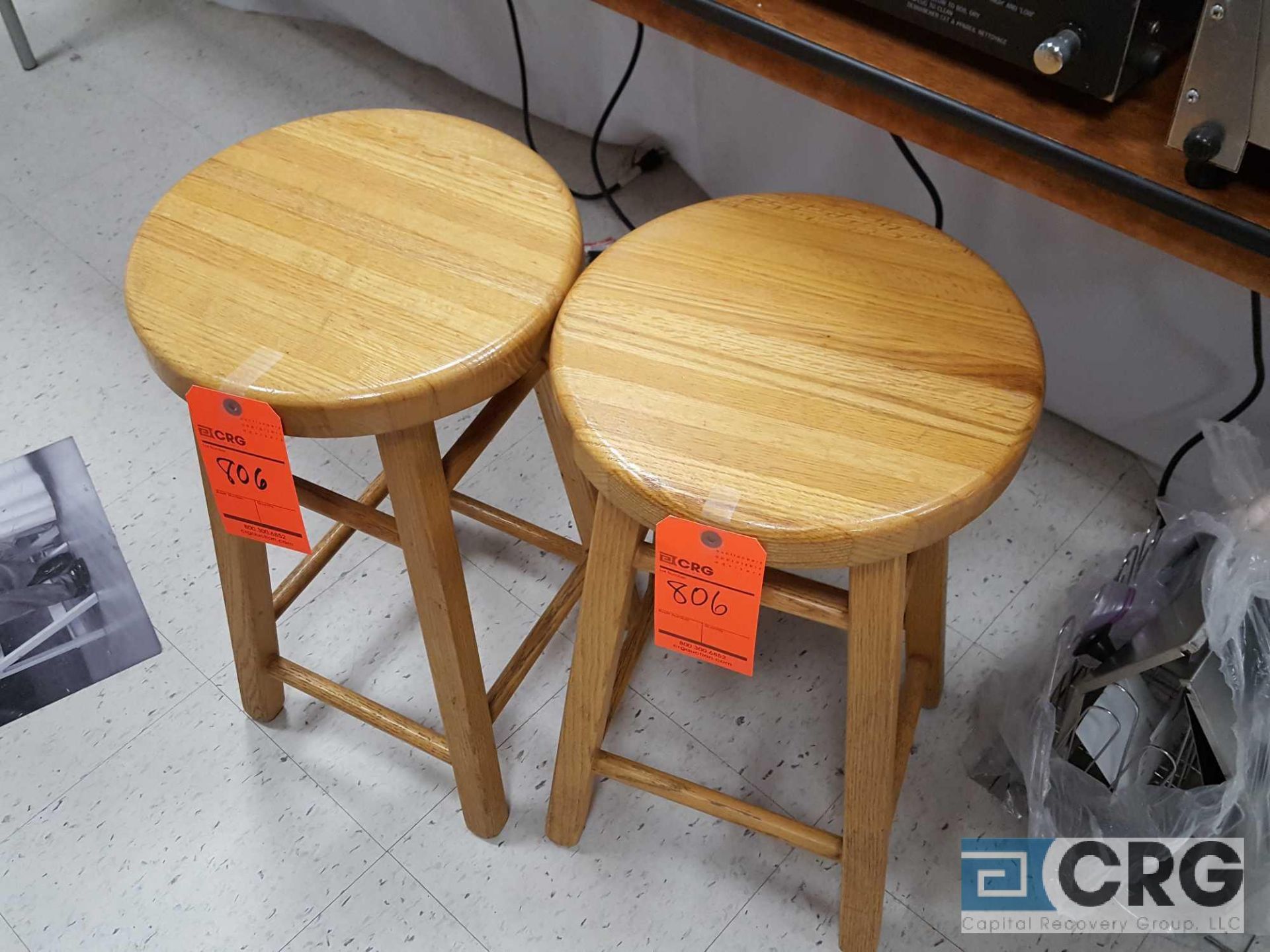 Lot includes two wood stools and five assorted office chairs. - Image 4 of 4