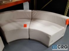 Lot of (2) white upholstered low back concave chairs