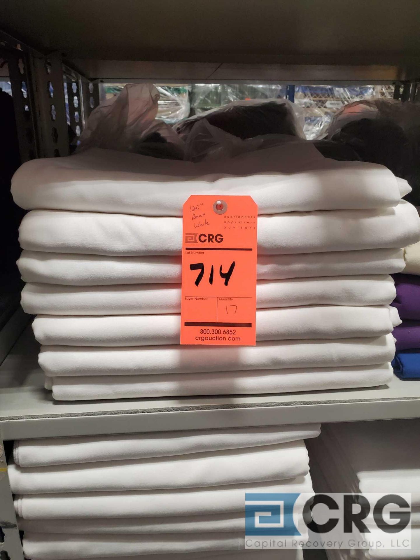 Lot of (17) WHITE Fortex 120 inch round table cloths