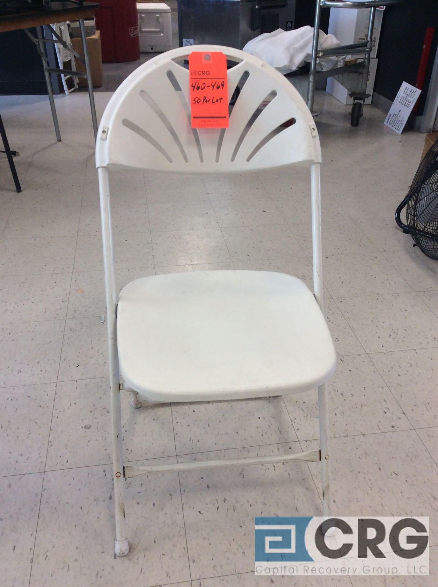 Lot of (50) white flair back stackable folding chairs