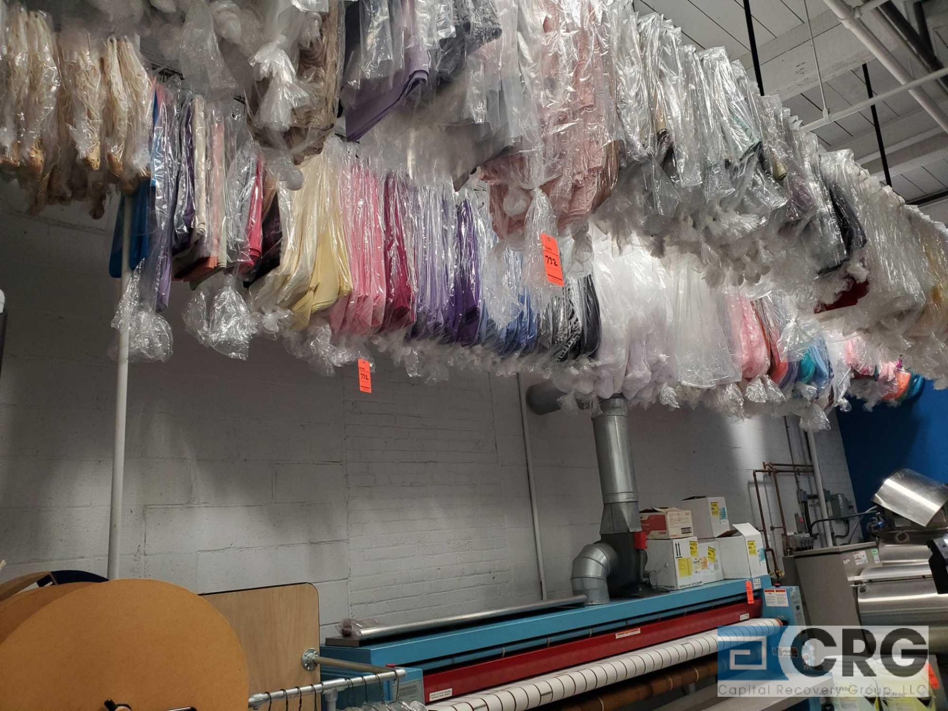 Lot of approx (3800) asst sashes, overlays, and runners (hanging from ceiling style rack) - Image 2 of 2