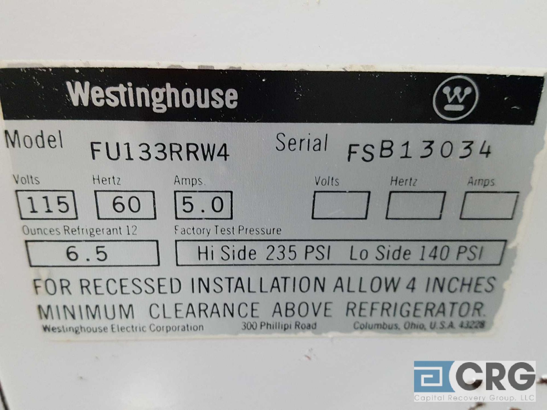 Westinghouse upright freezer, model FU134RRW4 - Image 3 of 3