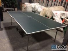 Portable folding ping pong table with paddles
