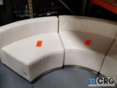 Lot of (2) white upholstered low back concave chairs