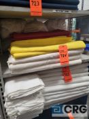Lot of (49) ASSORTED COLORS Fortex 90 x 156 inch table cloths including ivory, lemon, red, royal