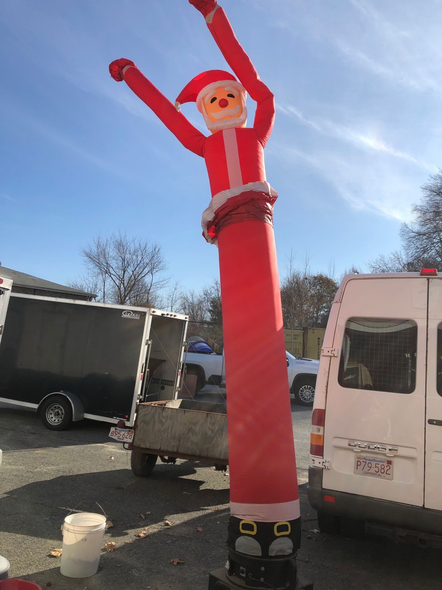 Santa Claus fan man with blower