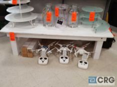 Lot of assorted tables, including (1) 6 foot x 40 inch wood slat table with two sets of legs, and (