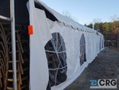 Lot of (4) assorted 7 x 20 tent side walls (3) with windows, (1) solid, outside on tent