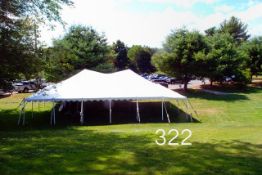 Top Tech 30 foot x 45 foot, one piece pole tent, with top and poles, no stakes or ropes, condition