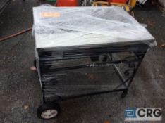 3 foot portable gas grill, complete with frame, grill, lava rocks, hose and regulator, tested to